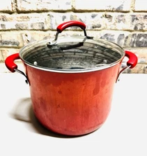 Rachael Ray Porcelain Cookware 8 Qt. Round Pasta Orange Pot Nonstick With Lid!