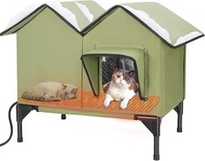 Large Heated Outdoor Cat House Winter Elevated Waterproof Insulated Cat Shelter