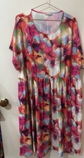 Preowned Little Party Dress Size 20 Multicoloured Pink And Orange