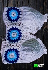 Crochet Granny Square Crop Top Handmade Women Floral Boho Beach Summer Top
