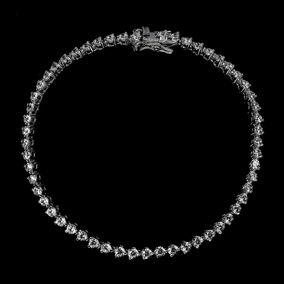 925 Sterlingsilber Armband rund simuliert cz Edelstein Schmuck 7,5 Zoll