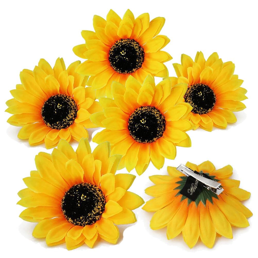 6pcs 3.9 Lady Girls Sunflower Hair Alligator Clips Hairpin Hair Clamp Hair Styli
