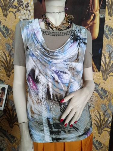 Biba, BIBA Bluse Oberteil genial elastisch Vintage bügelfrei bunt wie neu S 38