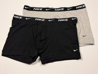 Nike Stretch Cotton Boxer Briefs - XL - Black / Gray - Set of 2 - KE1108