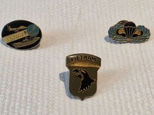 US Military Pins Set: 101st Airborne Vietnam, US Navy & Master Parachutist Badge