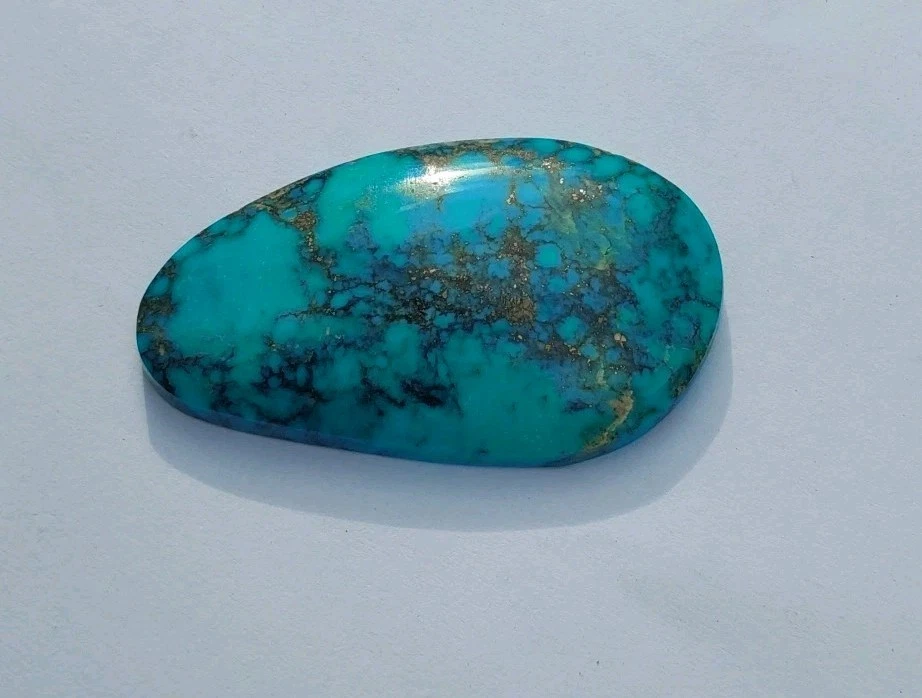 Natural Bisbee Blue Turquoise Stone-55 Ct Cab Sky Blue Chocolate Black Matrix #9 - Image 4 of 4