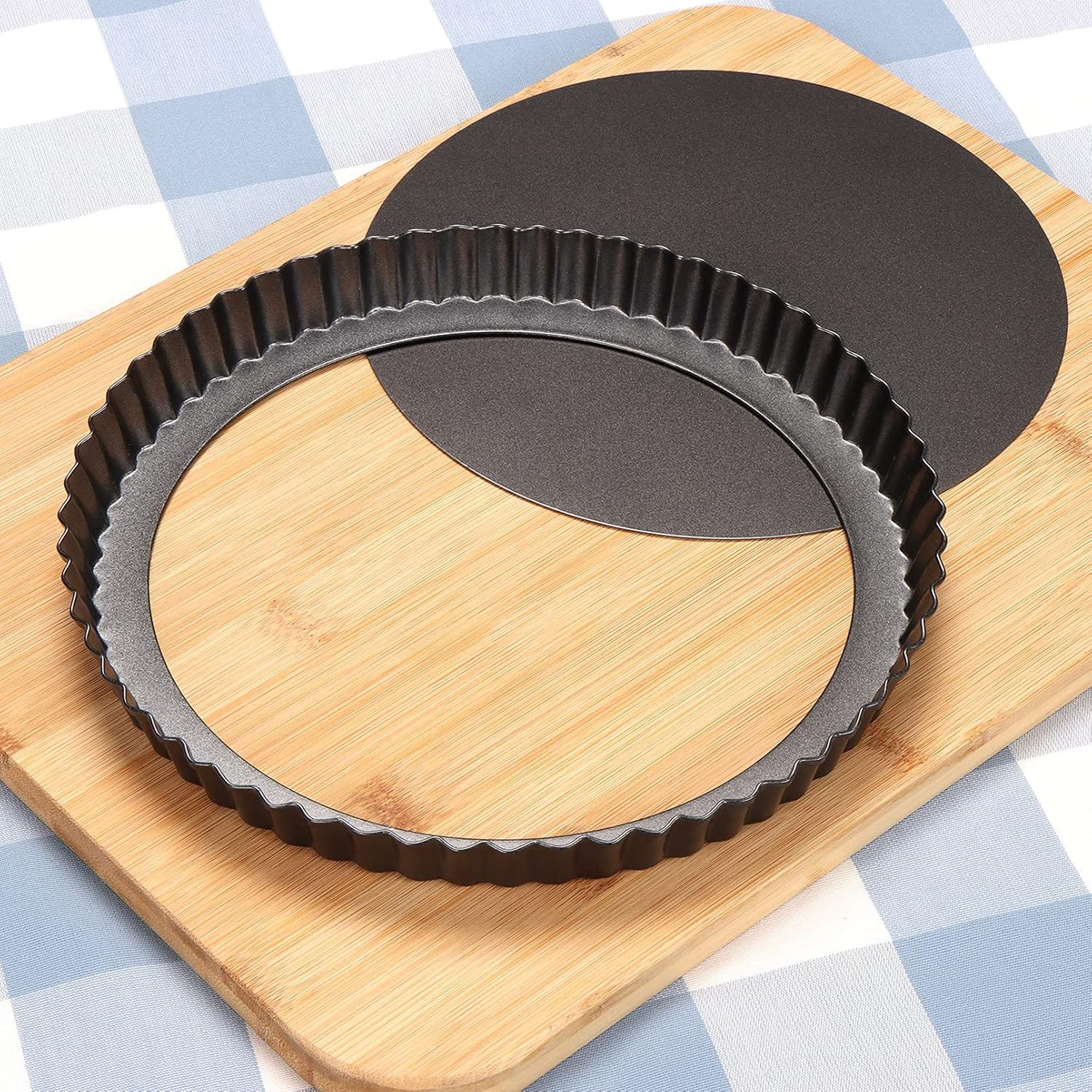 Quiche Pan,22Cm/8.7In Flan Tins with Loose Base,Fluted Tart Tin Flan Case Tin Re