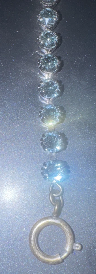 Pulsera Tenis Catherine Popesco Francia Cristal Azul Tono Plata con Extensión Foto 3 de 4