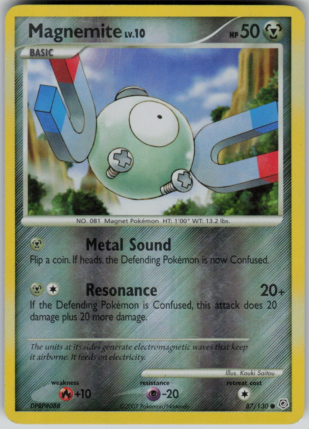 Magnemite 87/130 Common Reverse Holo Diamond and Pearl Kouki Saitou