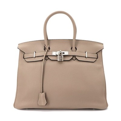 HERMES Birkin 35 Taurillon Clemence Gris Tourterelle Hand Bag Purse 90327341