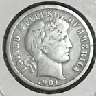 U.S. Barber Dime VF 1901
