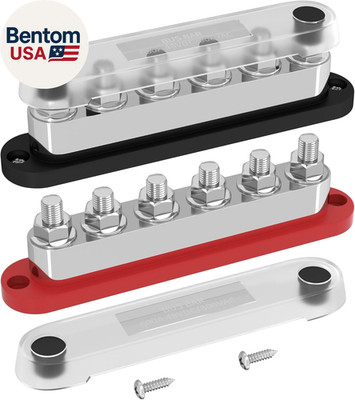 600A Power Distribution Block 12V Bus Bar Terminal Block 6 X 3/8'' Terminal Studs