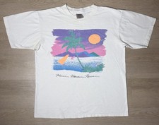 Vintage 90s Hawaii T Shirt Maui Kauai Sunset Palm Tree Oneita Single Stitch XL