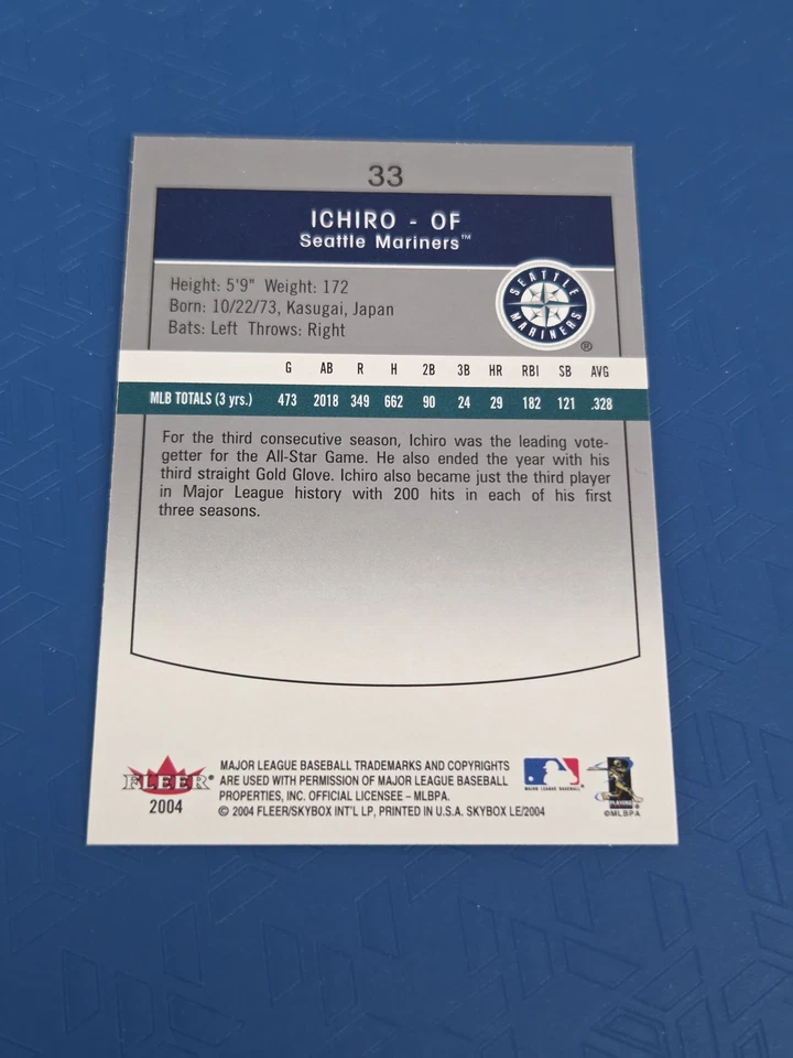 2004 SkyBox LE #33 Ichiro - HOF Seattle Mariners BASEBALL Card B7 - Image 2 of 2