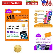 Affordable Prepaid Wireless Plan with Unlimited Talk, Text 9GB Data - 5G Ready