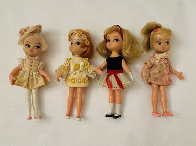 Hasbro Dolly Darlings Kiddles Dolls 1960s Vintage, Lot Of 4