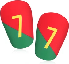 Mini Soccer Shin Guards, 3.15x1.97in Extra 3.15 x 1.97 inch, green, red 