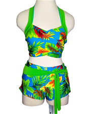 California Girls Adult Large CROP TOP AXL SHORTS Hawaiian Dance Costume New