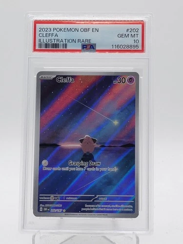 CLEFFA 2023 POKEMON OBSIDIAN FLAMES ILLUSTRATION RARE #202 PSA 10 Q3963