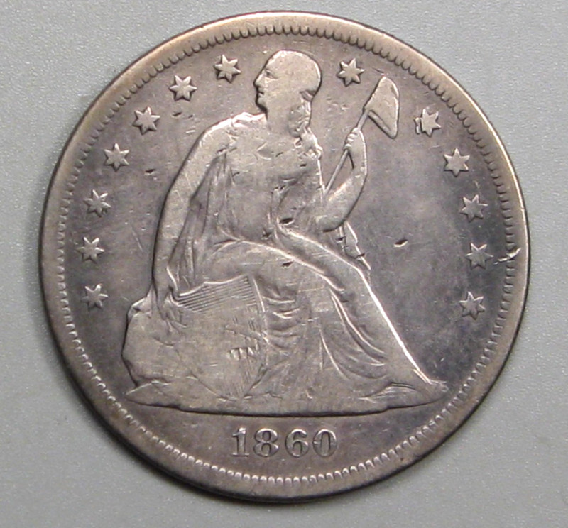 FINE 1860-o Silver SEATED Dollar.