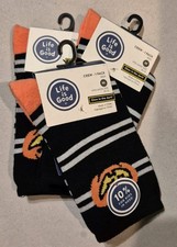 3 Pairs of LIFE IS GOOD Halloween Glow in the Dark Kids Crew Socks, Size M