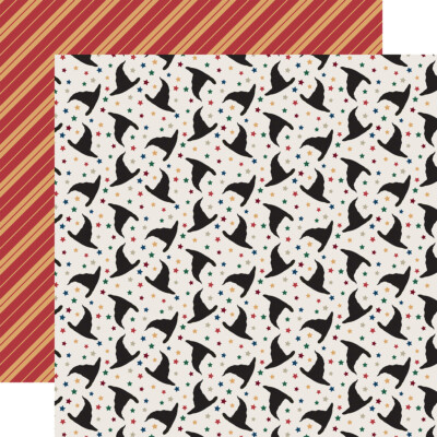 2 Sheets of Echo Park Paper WITCHES & WIZARDS 12x12 Cardstock - Magical Hats