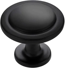 Paquete de 30 perillas de gabinete estilo europeo de zinc negro mate de 1-1/4 pu