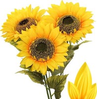 KüNstliche Sonnenblumen Groß Gelb Seidenblumen Hochzeit Party 3 Stk