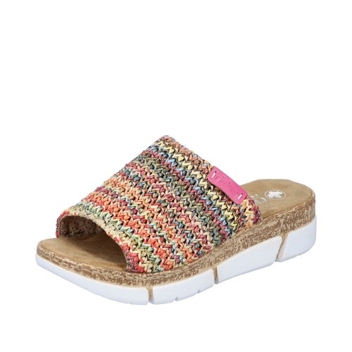 Rieker Femme Espadrilles M2277, Dame Chaussures Plates,Chaussures Basses, Chaussures D'été,Slipper,tressés,maritimes,Blanc (Multi / 90),37 EU / 4 UK