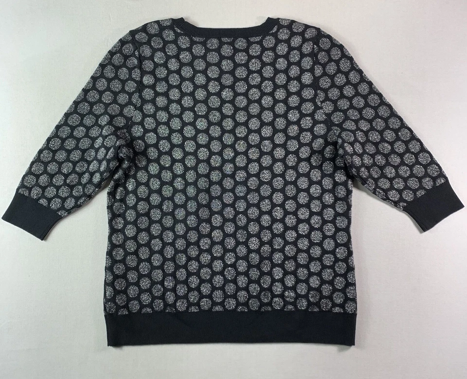 Halogen x Atlantic-Pacific Sweater Womens 2x Silver Metallic Black Shimmer NWT - Image 2 of 4