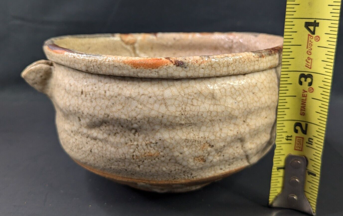 Vintage Japanese Tea Bowl Ceramic Katakuchi Antique Crazing Japan