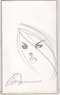 Billy Tucci Shi Female Char Original Sketch on 3x5 Index Card Signed Autographed