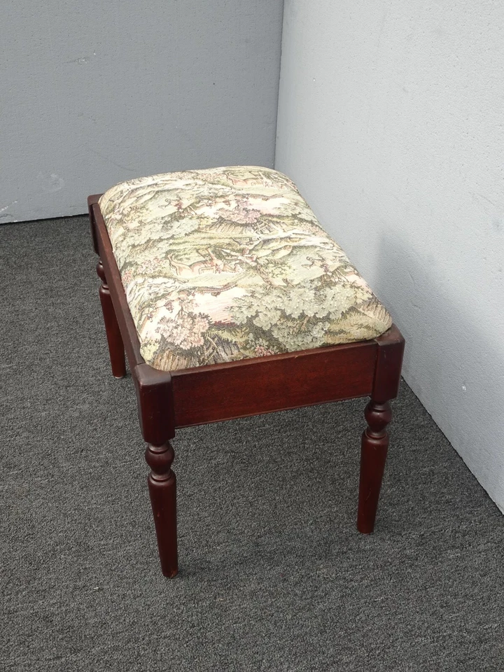 Taburete de banco de tapiz francés vintage ~ Campestre Caballos Cruzando Vapores Foto 4 de 4