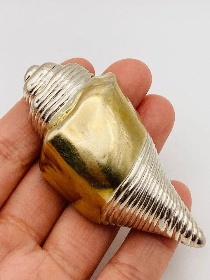 Broche concha firmado hecho a mano artesanal plateado en oro 925 Foto 4 de 4