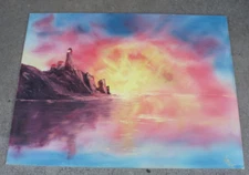 Original Oil on Canvas Board signed LoJes Vibrant Sunrise Impressionist Painting