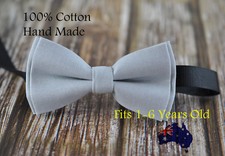 Boy Kids Baby 100 Cotton SILVER GREY Bow Tie Bowtie Party Wedding 1-6 Years Old