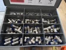 PRO-SOURCE 60 Piece Push to Connect Fitting Kit Mixed Universal Threads 3/8"
