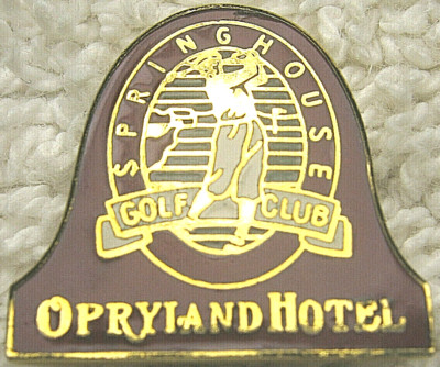 VINTAGE SPRINGHOUSE GOLF CLUB OPRYLAND HOTEL 3/4'' METAL & ENAMEL LAPEL HAT PIN