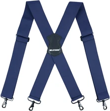 Men’S Heavy Duty Belt Loops X Back 2 Inch Suspenders with 4 Snap Hooks