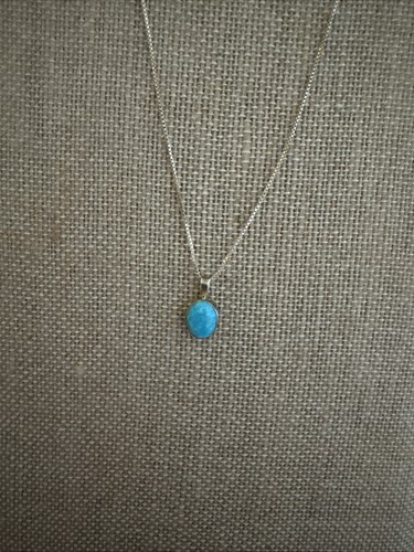Vintage Halskette Nina Indianer Sterlingsilber Türkis Anhänger 16" Kette