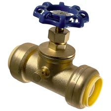 1 Pack XFITTING 1" Push Fit Gate Valve with Drain and Vent, 2-5-3=1
