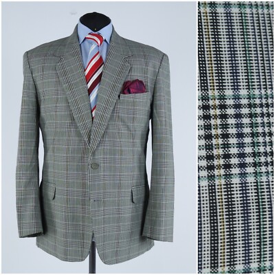 Herren Prince of Wales Blazer 42R UK Größe DECADE Kariert Wolle Sport Mantel Jacke