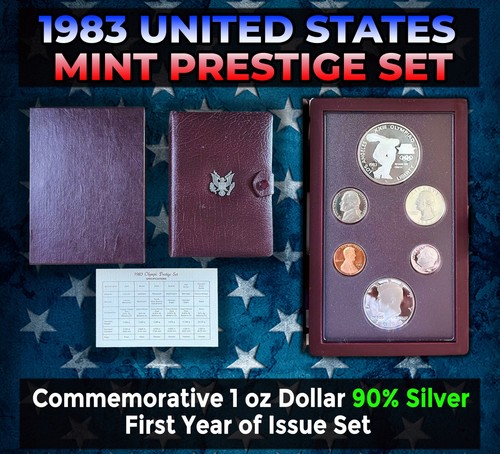 1983 United States Mint Prestige Silver Proof Set 1st Year Of Issue W/ Box & COA