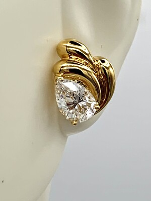 3Ct Pear Earrings 14K Yellow Gold Over Sterling Silver MSRP $190