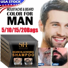 Men Black Beard Simple Hair Dye Color Shampoo Permanent Darkening Hair Coloring