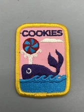 Vintage GSA Girl Scout Cookies Purple Whale with Ball 2”X2.75” Multicolor Patch