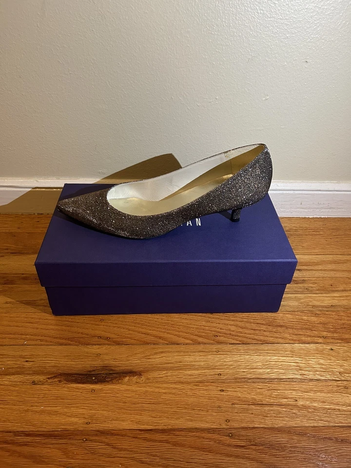 Stuart Weitzman Poco Pyrite Nocturn Mujer Noche Gatito Tacón 8.5 TOTALMENTE NUEVO Foto 4 de 4
