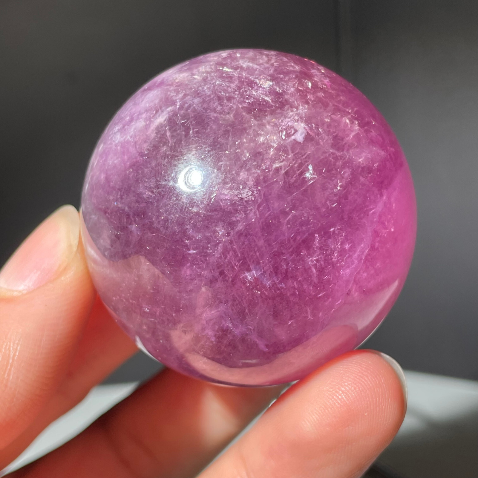 222g Natural Colorful Fluorite Ball Quartz Crystal Energy Sphere with Stand