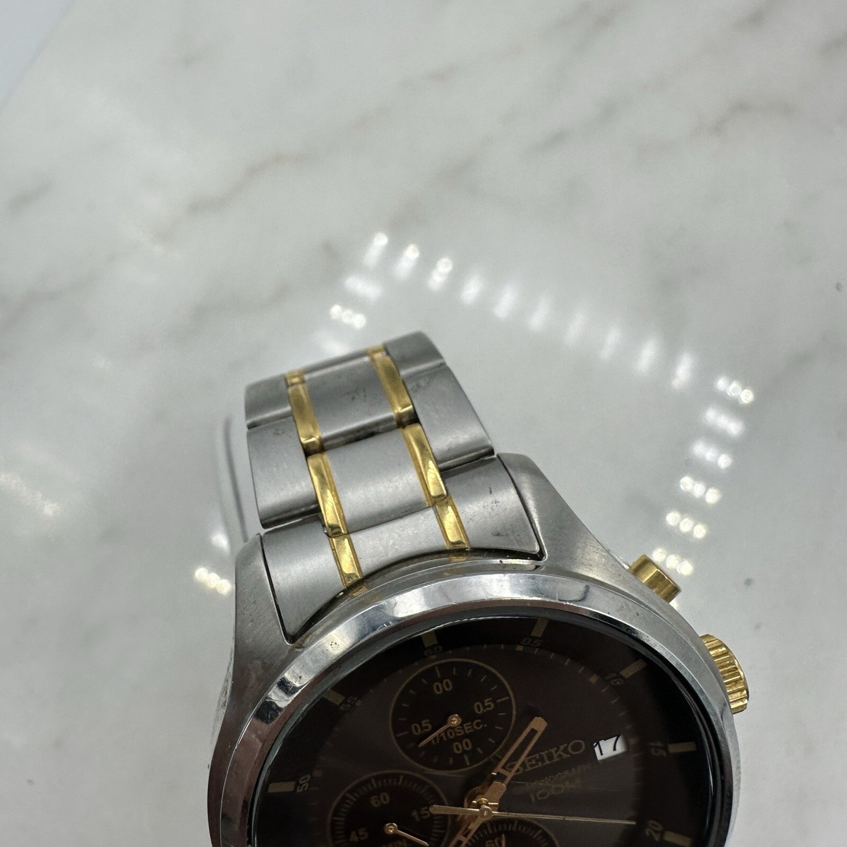 SEIKO 4T57-00G0 CHRONOGRAPH 42mm Men's Watch New Battery, Wrist Sz