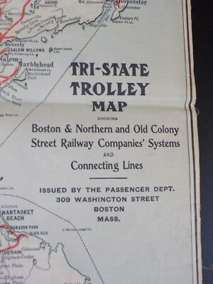 Karte Tri-State Trolley Map Boston & Northern Old Colony 1907
